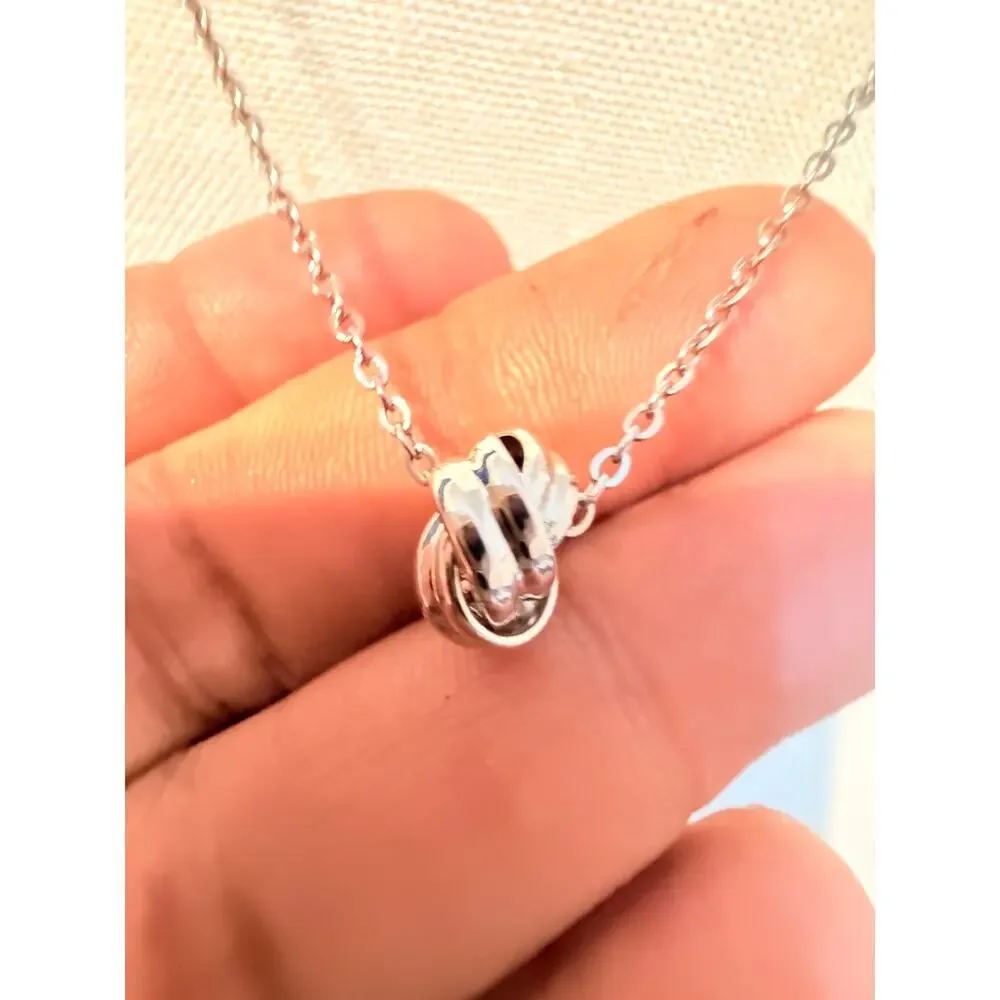 Vintage Brunel Silver Tone Knot Necklace 18”+2”
